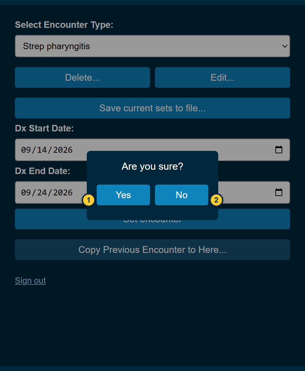 The Are you sure? confirmation, with Yes and No